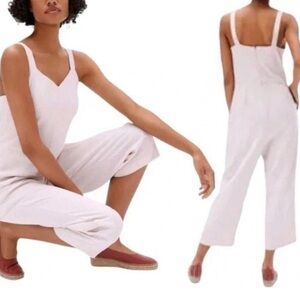 EVERLANE The Japanese GoWeave Cropped Slip Jumpsuit in Blush Sand Pink Size 6